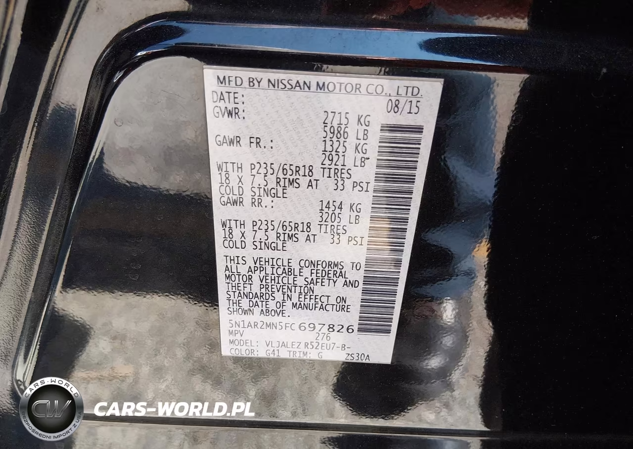 2015 Nissan Pathfinder Sv VIN:5N1AR2MN5FC697826 - 9