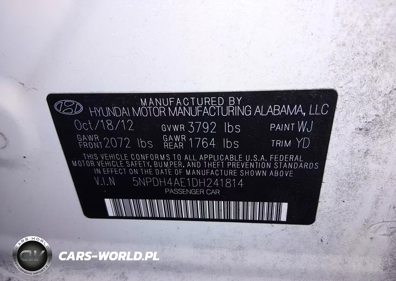 2013 Hyundai Elantra Gls VIN:5NPDH4AE1DH241814 - 9