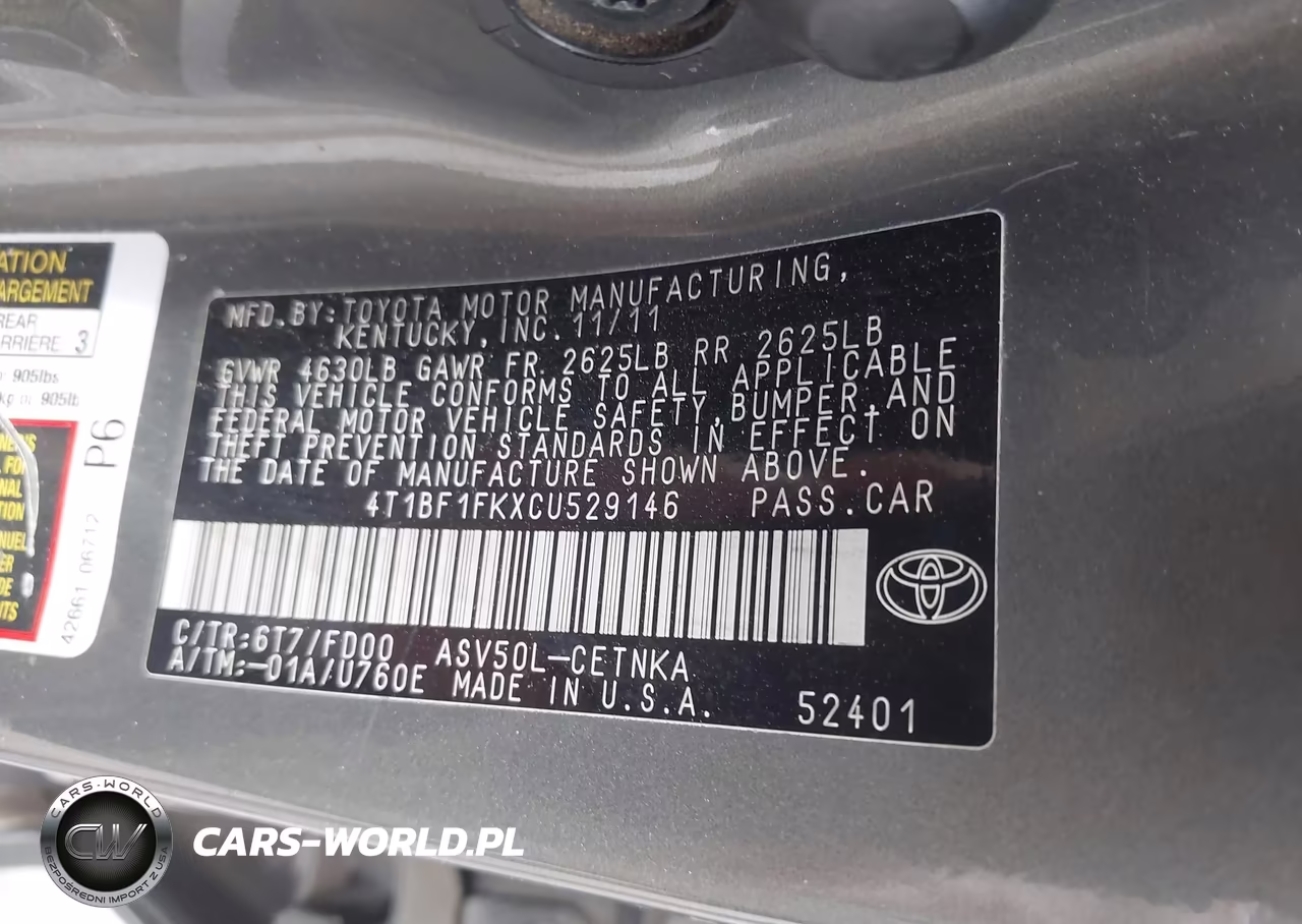 2012 Toyota Camry Le VIN:4T1BF1FKXCU529146 - 9