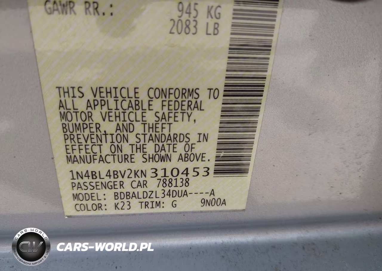 2019 Nissan Altima 2.5 S VIN:1N4BL4BV2KN310453 - 9