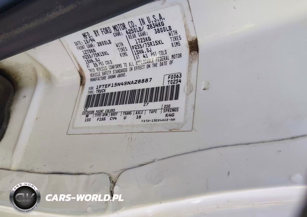 1995 Ford F150 VIN:1FTEF15N4SNA28887 - 9