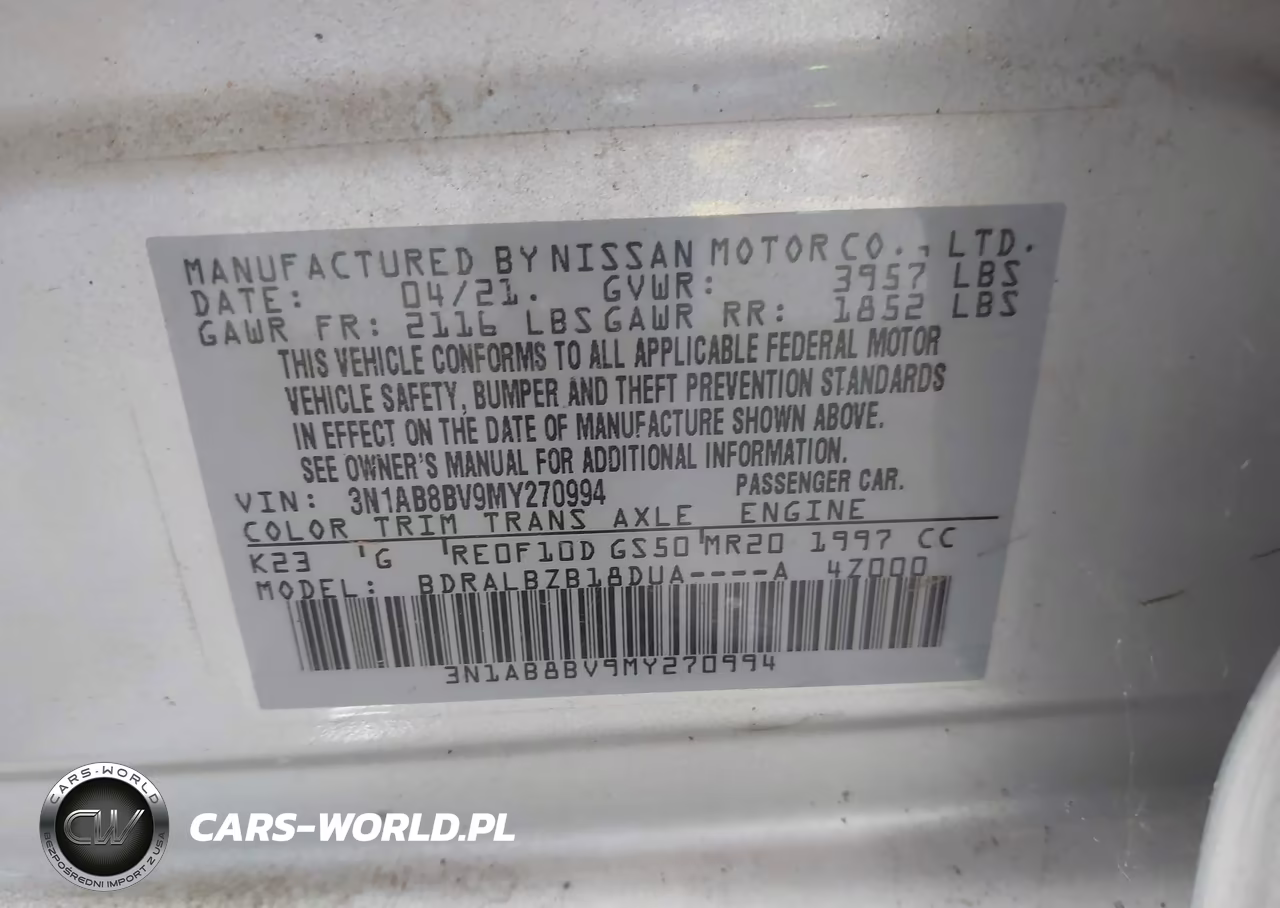 2021 Nissan Sentra S Xtronic Cvt VIN:3N1AB8BV9MY270994 - 9