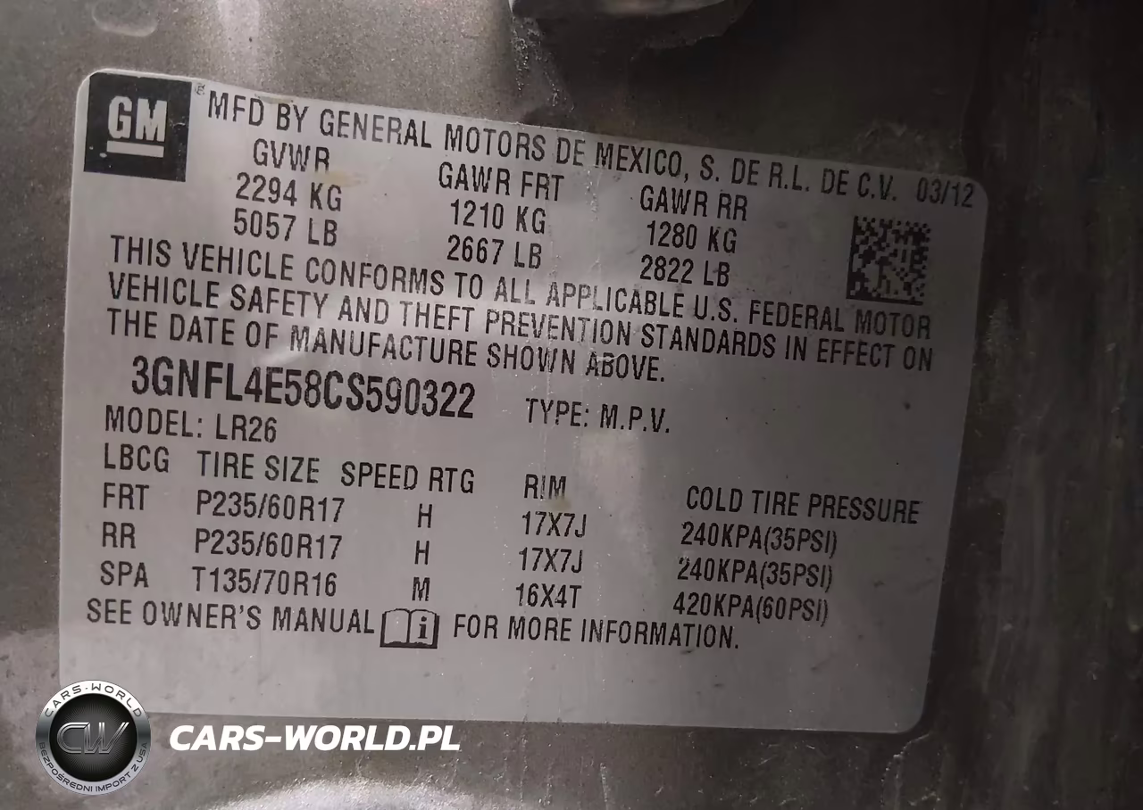 2012 Chevrolet Captiva Sport Ltz VIN:3GNFL4E58CS590322 - 9