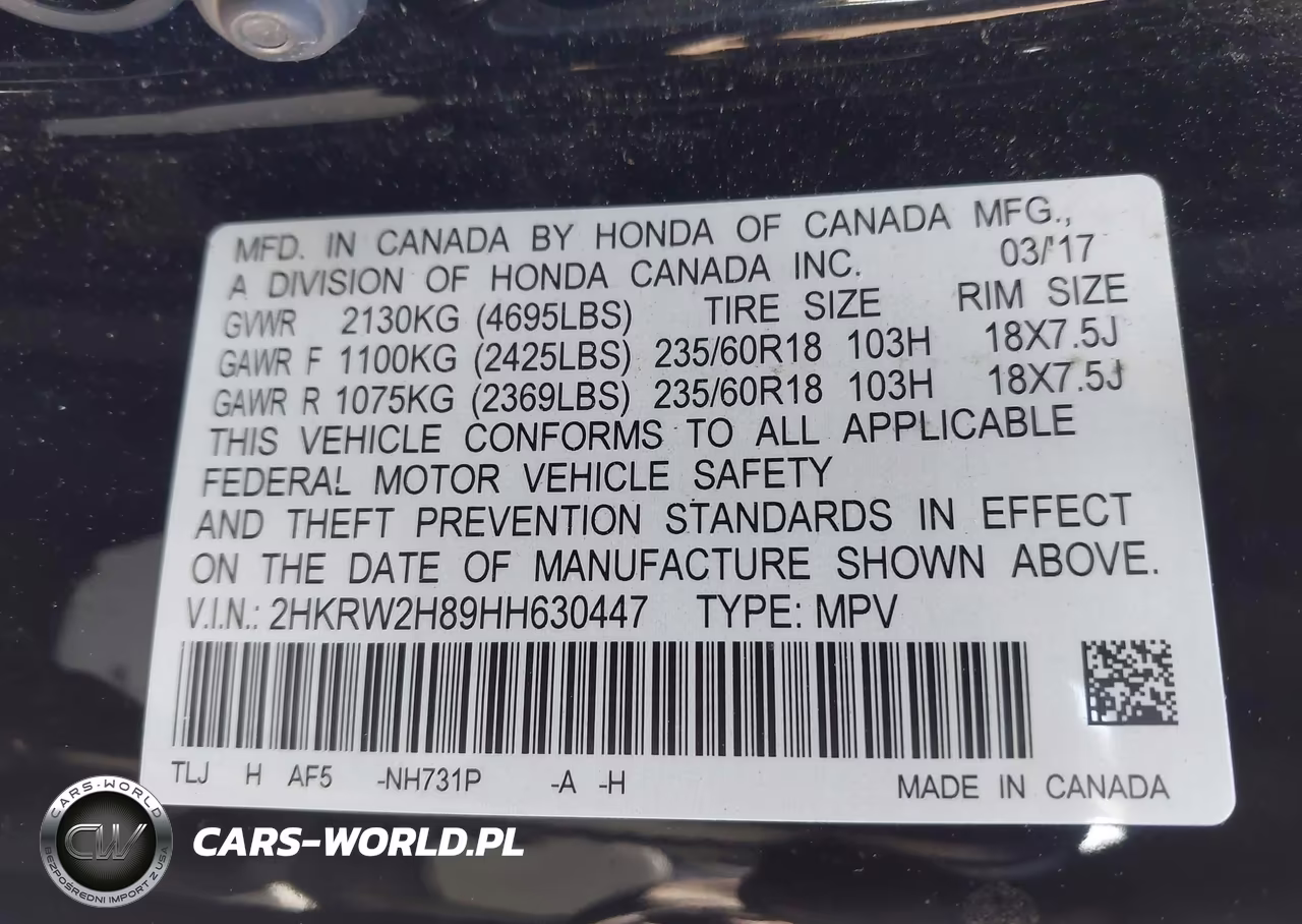 2017 Honda Cr-V Ex-L-Ex-L Navi VIN:2HKRW2H89HH630447 - 9