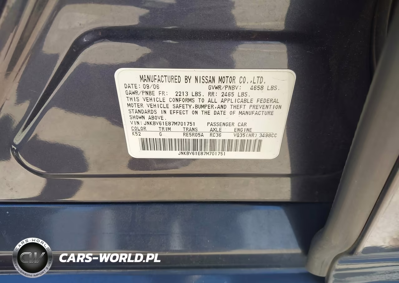 2007 Infiniti G35 Sport VIN:JNKBV61E87M701751 - 9