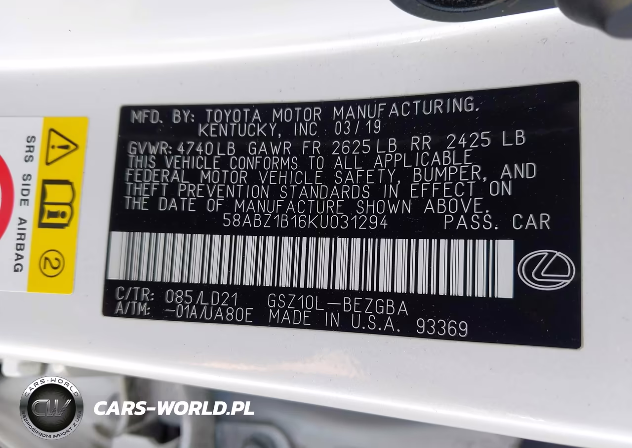 2019 Lexus Es 350 VIN:58ABZ1B16KU031294 - 9