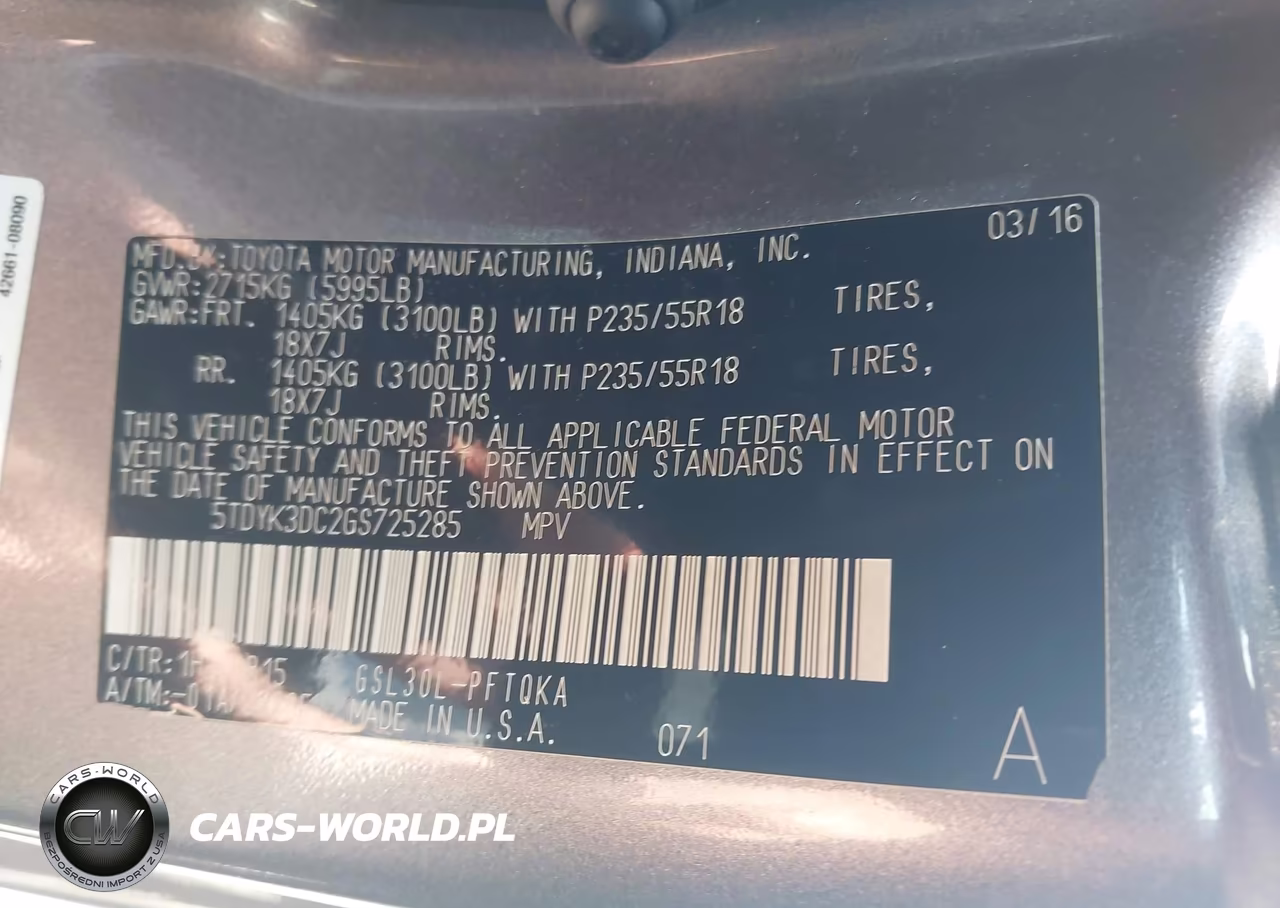 2016 Toyota Sienna Limited 7 Passenger VIN:5TDYK3DC2GS725285 - 9