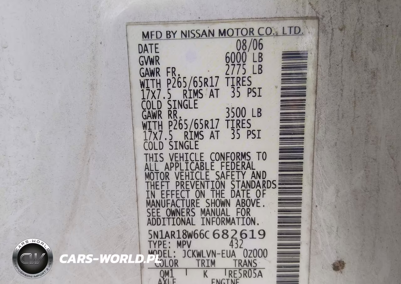 2006 Nissan Pathfinder Le VIN:5N1AR18W66C682619 - 9
