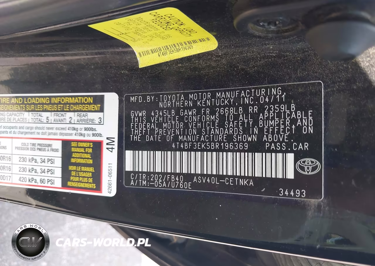2011 Toyota Camry Le VIN:4T4BF3EK5BR196369 - 9