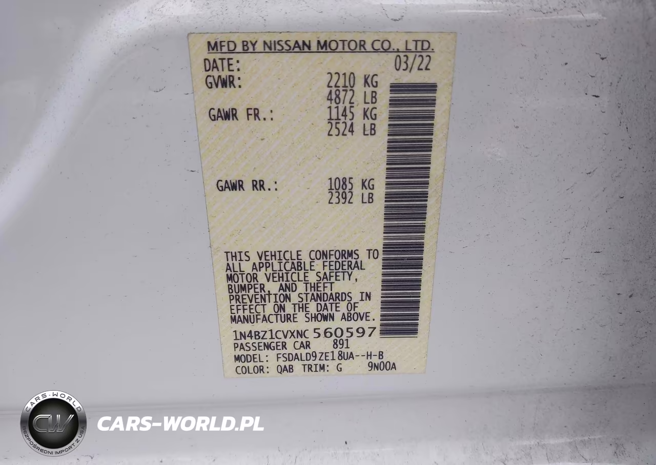 2022 Nissan Leaf Sv Plus 62 Kwh VIN:1N4BZ1CVXNC560597 - 9