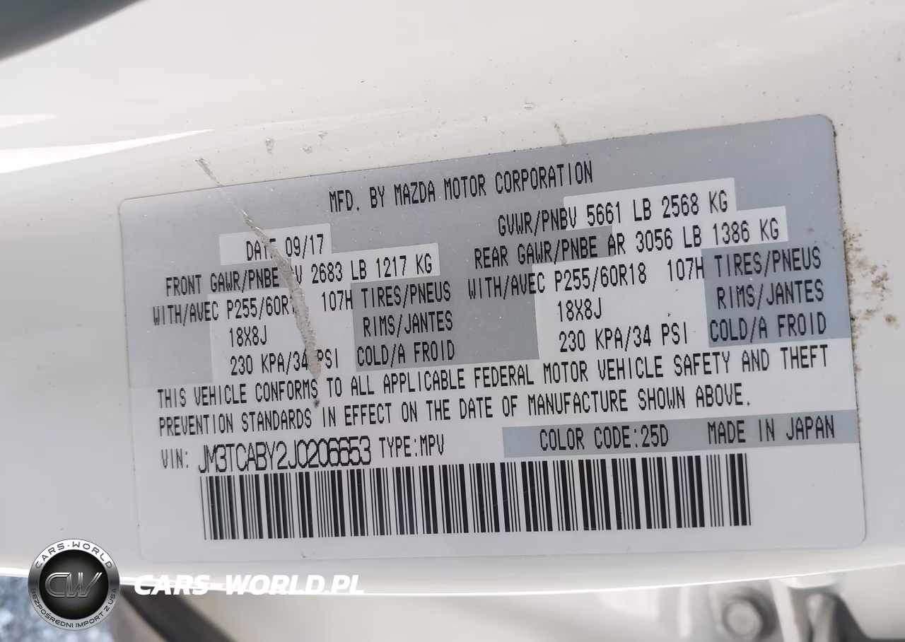 2018 Mazda Cx-9 Sport VIN:JM3TCABY2J0206653 - 9