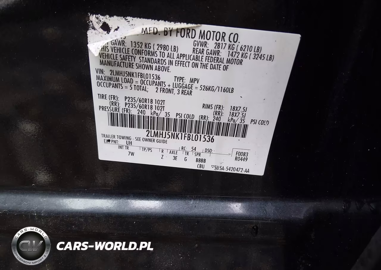 2015 Lincoln Mkt Livery VIN:2LMHJ5NK1FBL01536 - 9