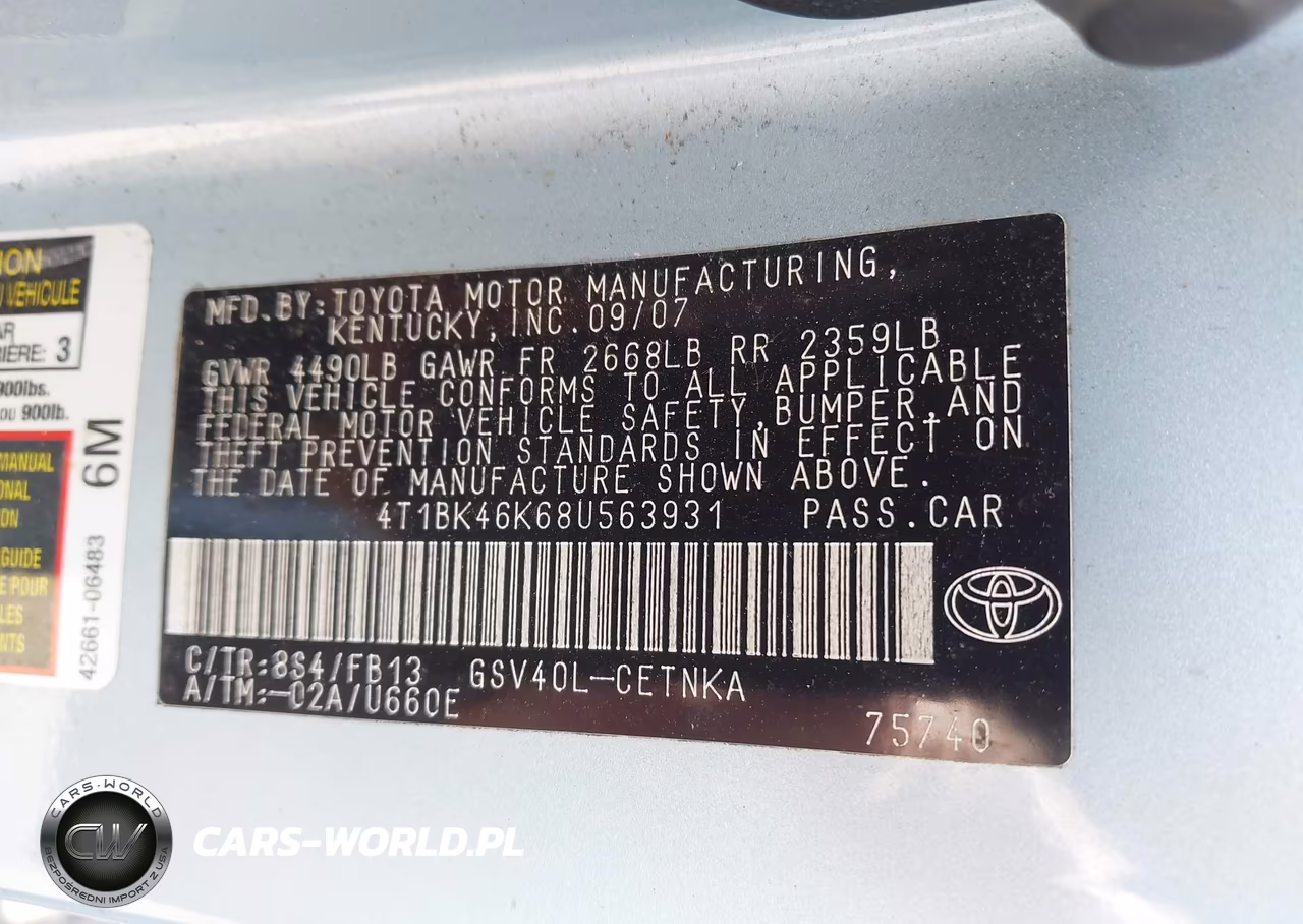 2008 Toyota Camry Le VIN:4T1BK46K68U563931 - 9