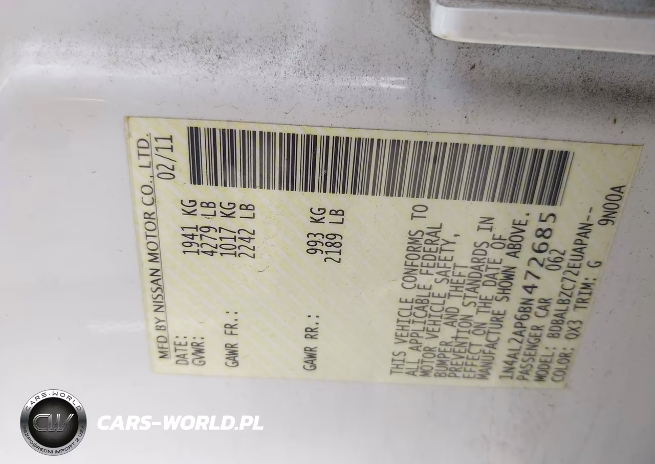 2011 Nissan Altima 2.5 S VIN:1N4AL2AP6BN472685 - 9