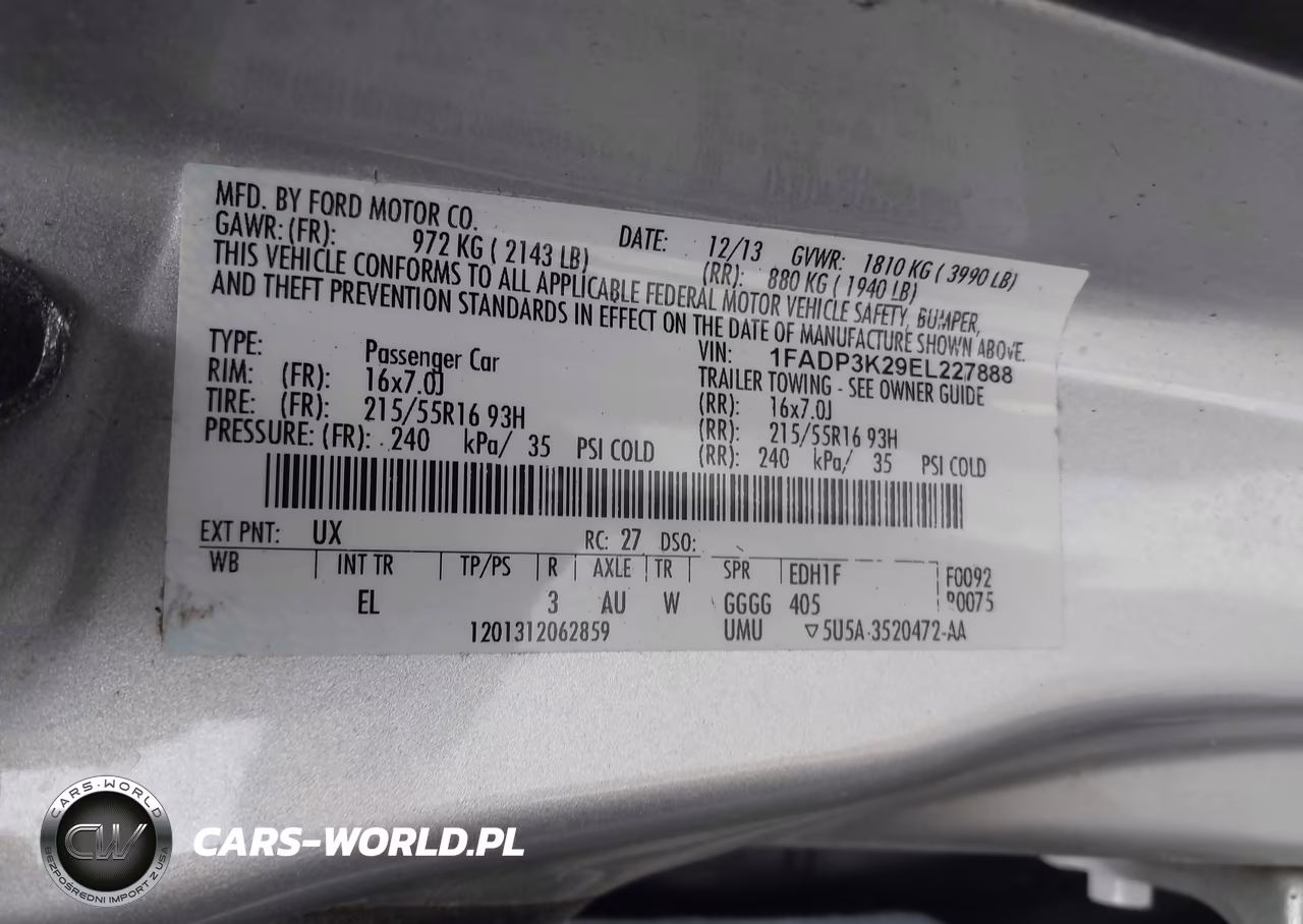 2014 Ford Focus Se VIN:1FADP3K29EL227888 - 9