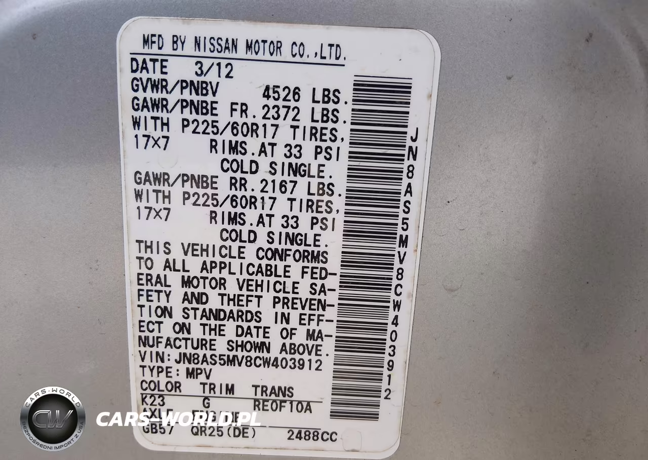 2012 Nissan Rogue Sv VIN:JN8AS5MV8CW403912 - 9