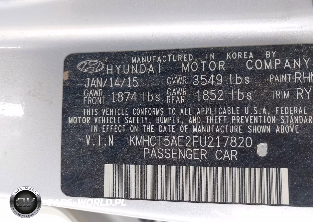 2015 Hyundai Accent Gs VIN:KMHCT5AE2FU217820 - 9