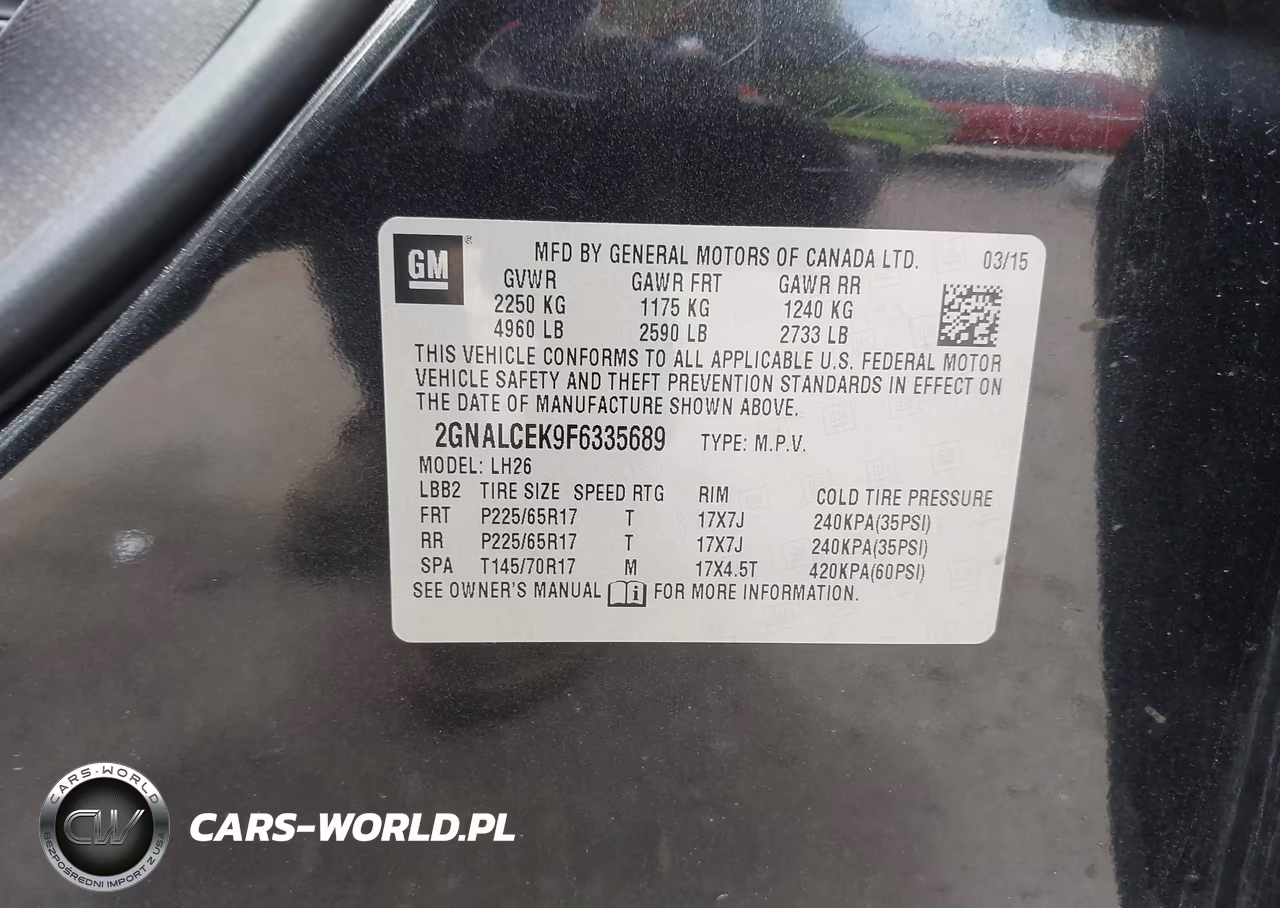 2015 Chevrolet Equinox Lt VIN:2GNALCEK9F6335689 - 9