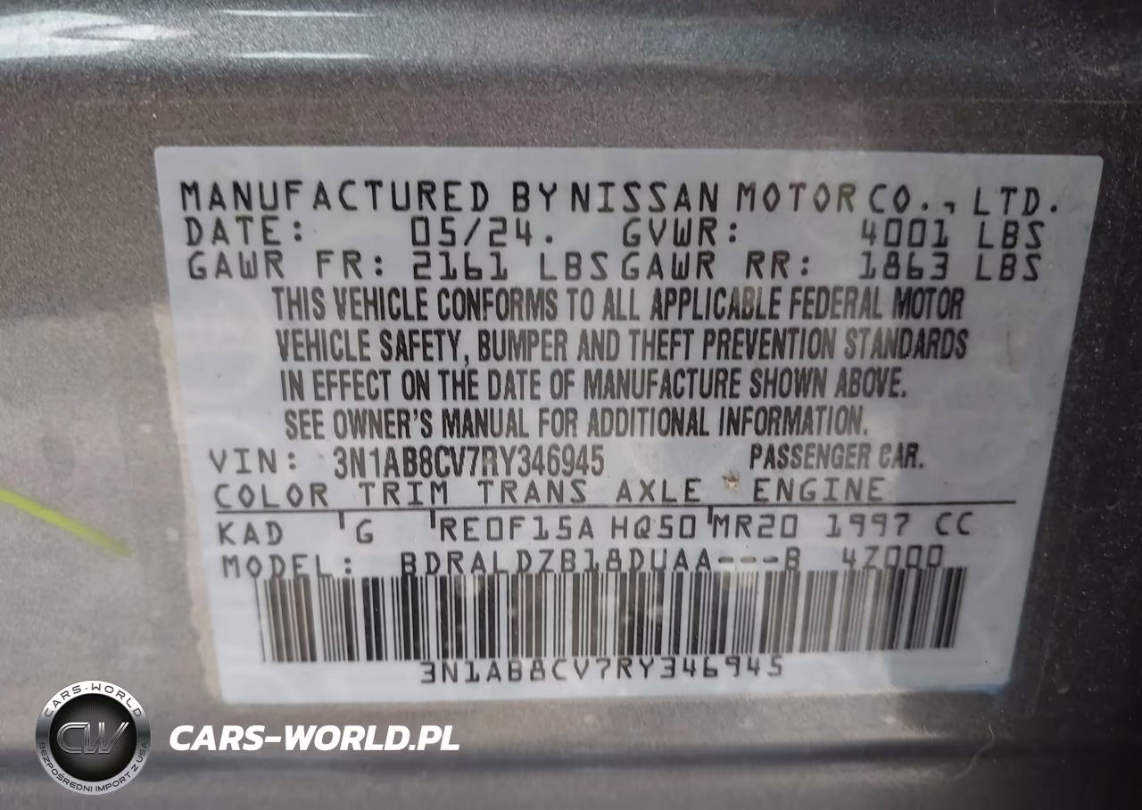2024 Nissan Sentra Sv Xtronic Cvt VIN:3N1AB8CV7RY346945 - 9