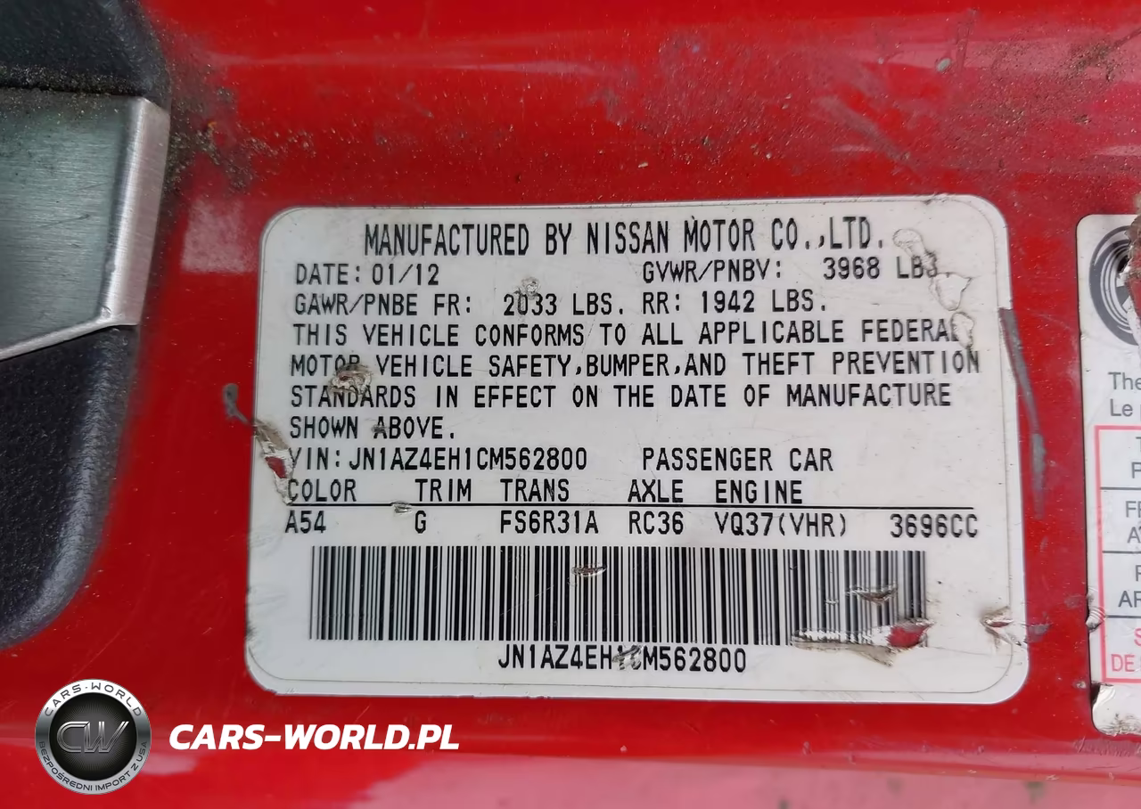 2012 Nissan 370Z VIN:JN1AZ4EH1CM562800 - 9