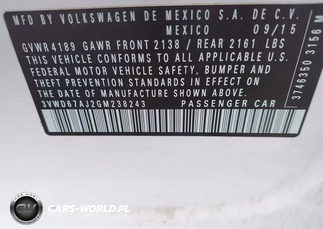 2016 Volkswagen Jetta 1.4T Se VIN:3VWD67AJ2GM238243 - 9