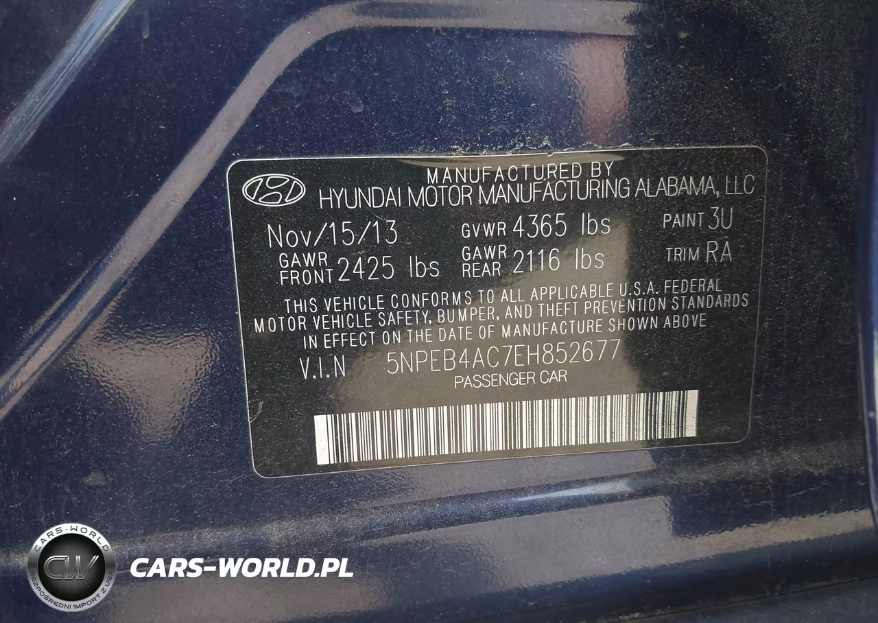2014 Hyundai Sonata Gls VIN:5NPEB4AC7EH852677 - 9