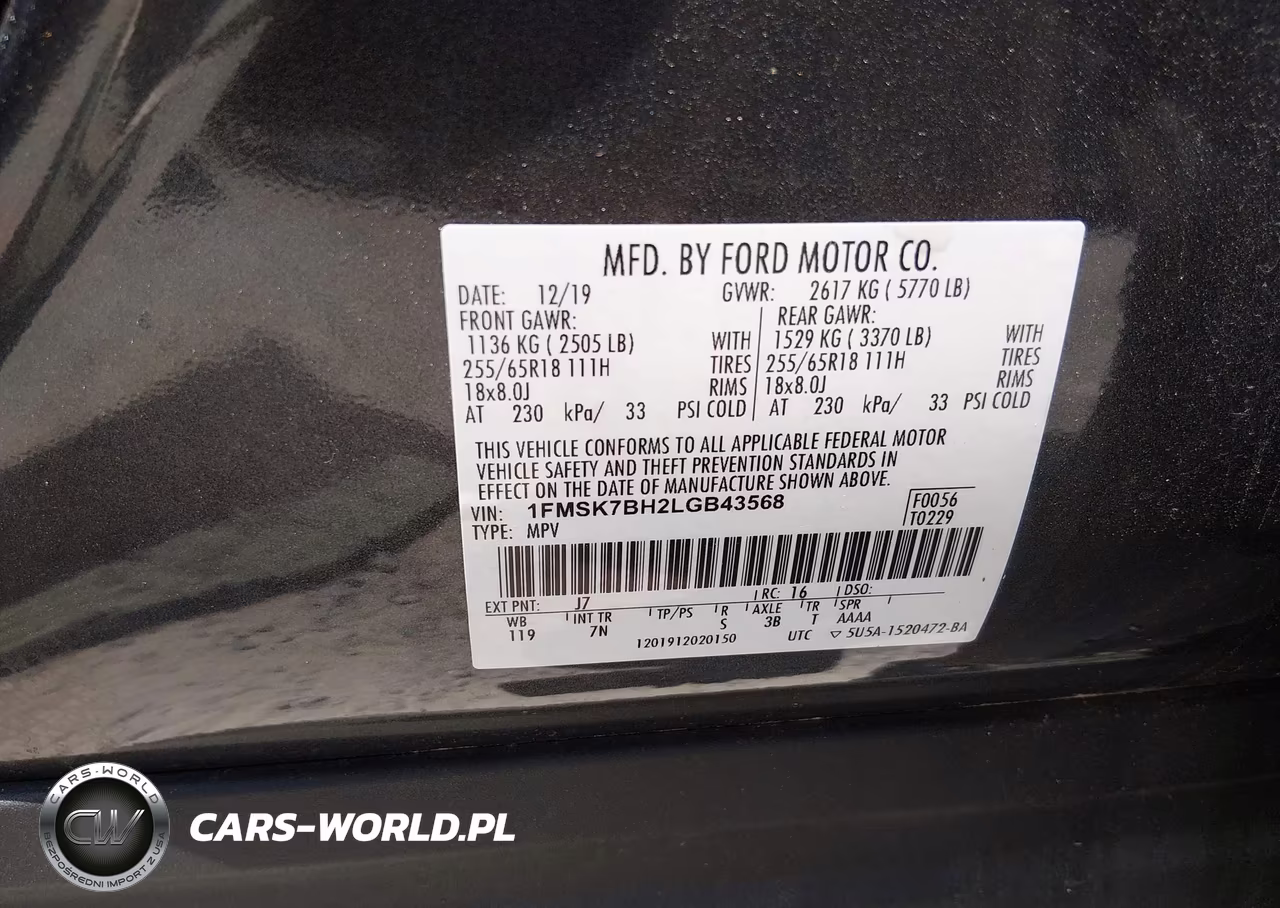 2020 Ford Explorer VIN:1FMSK7BH2LGB43568 - 9