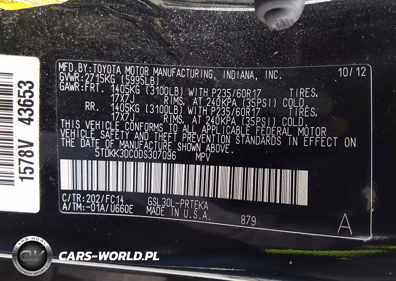 2013 Toyota Sienna Le V6 8 Passenger VIN:5TDKK3DC0DS307096 - 9