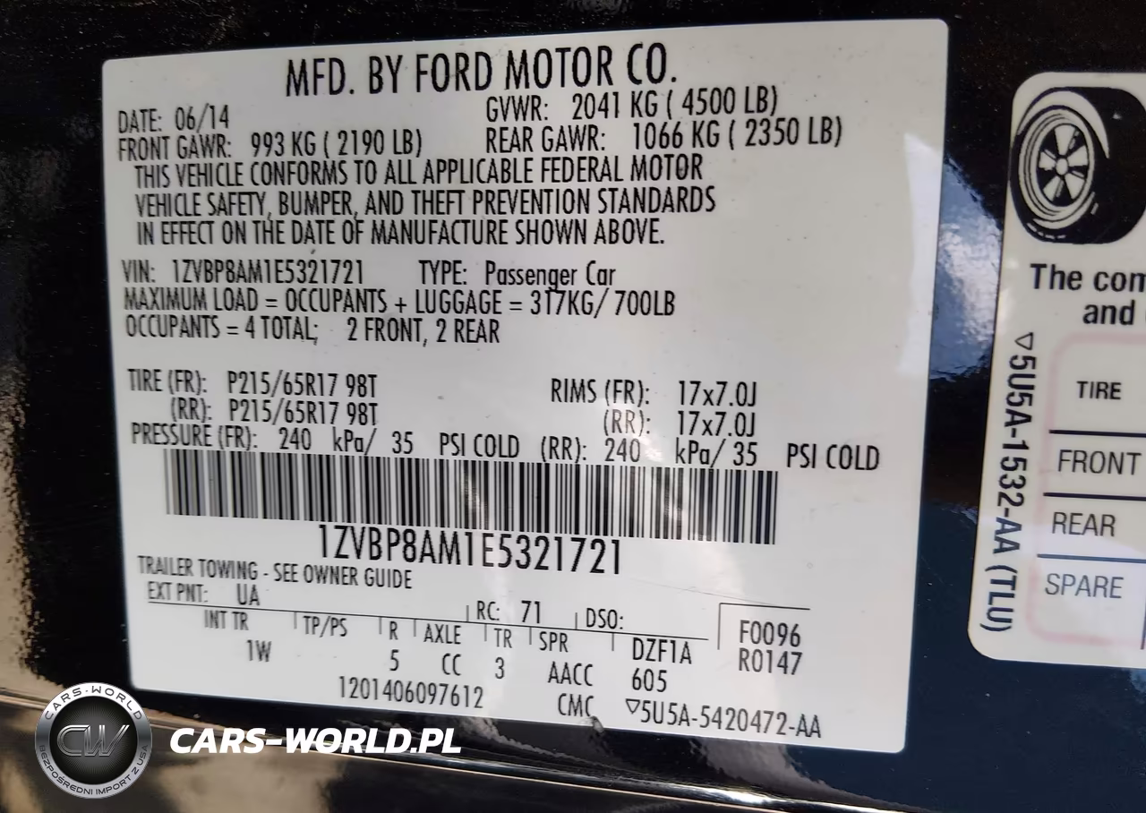 2014 Ford Mustang V6 VIN:1ZVBP8AM1E5321721 - 9