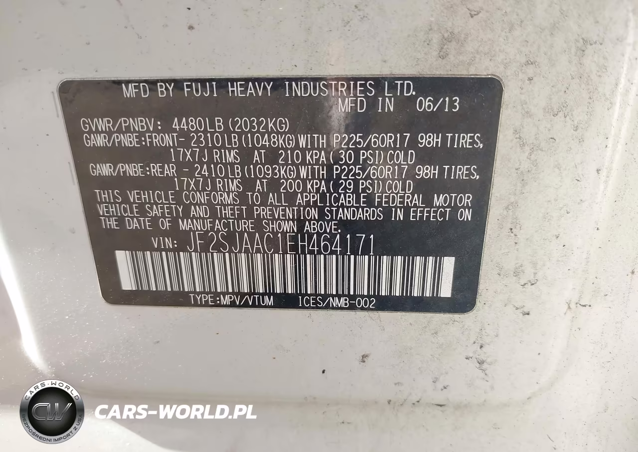 2014 Subaru Forester 2.5I VIN:JF2SJAAC1EH464171 - 9