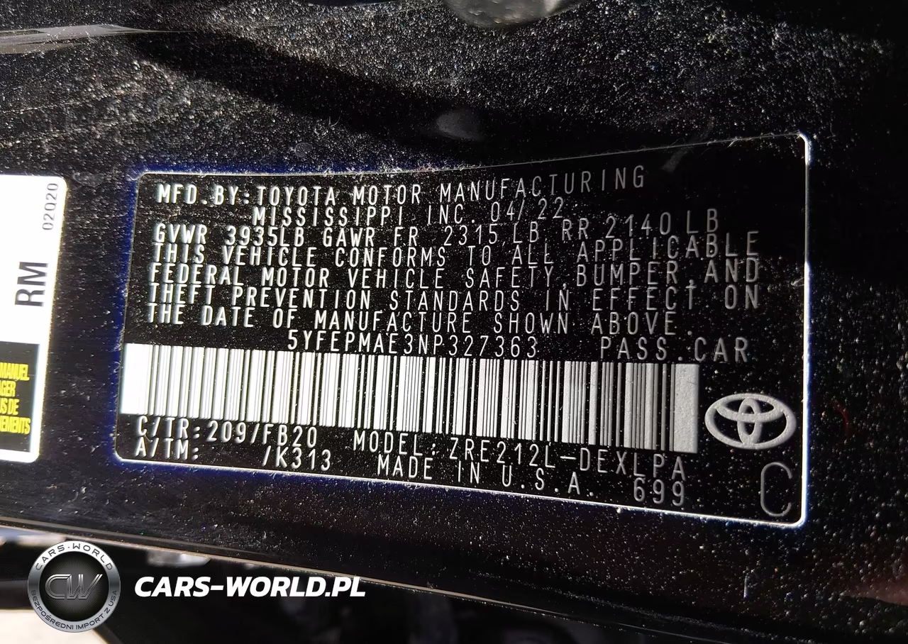 2022 Toyota Corolla Le VIN:5YFEPMAE3NP327363 - 9