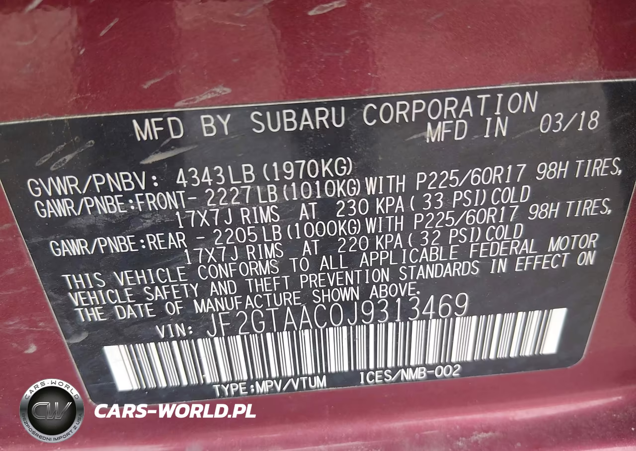 2018 Subaru Crosstrek 2.0I VIN:JF2GTAAC0J9313469 - 9
