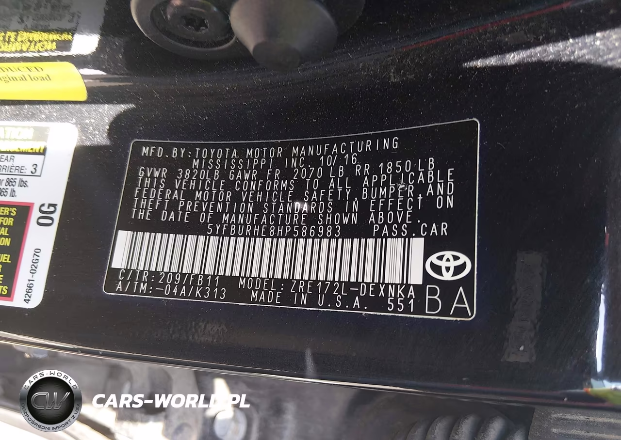 2017 Toyota Corolla Le VIN:5YFBURHE8HP586983 - 9