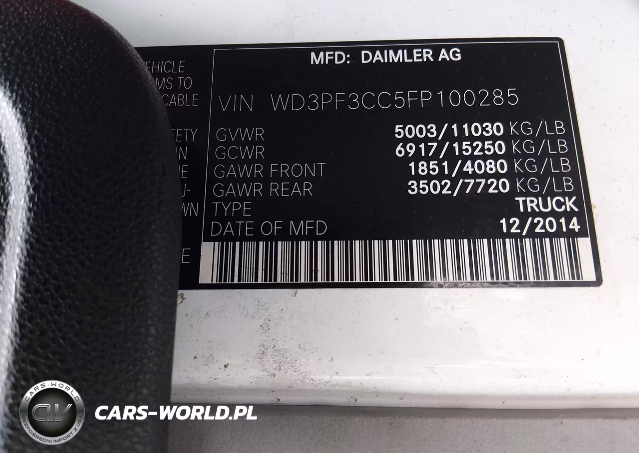 2015 Mercedes-Benz Sprinter 3500 High Roof VIN:WD3PF3CC5FP100285 - 8