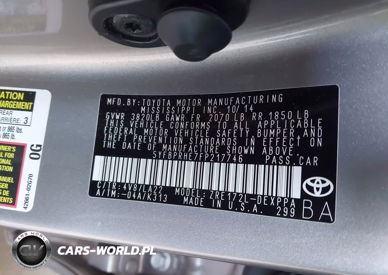 2015 Toyota Corolla Le Eco Premium VIN:5YFBPRHE7FP217746 - 9