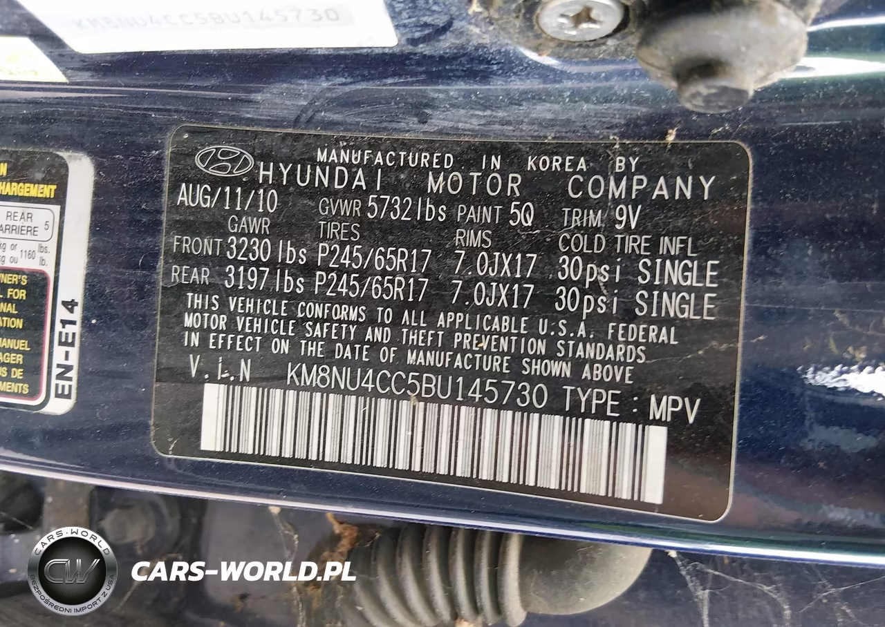 2011 Hyundai Veracruz Gls VIN:KM8NU4CC5BU145730 - 9