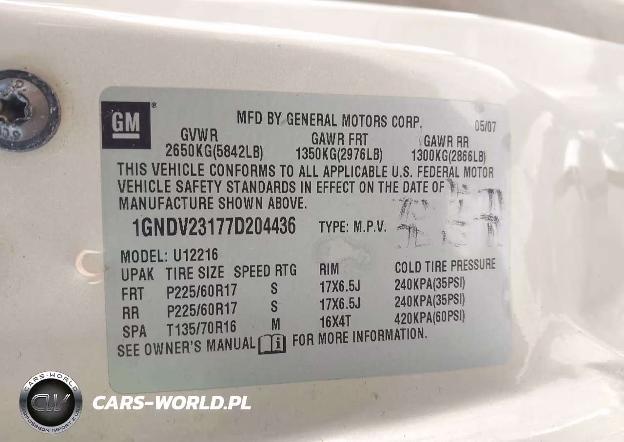 2007 Chevrolet Uplander Ls Fleet VIN:1GNDV23177D204436 - 9