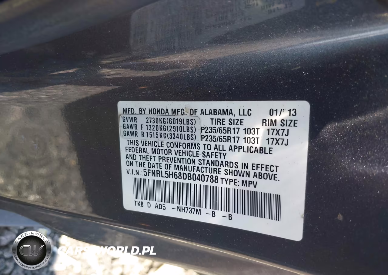 2013 Honda Odyssey Ex-L VIN:5FNRL5H68DB040788 - 9