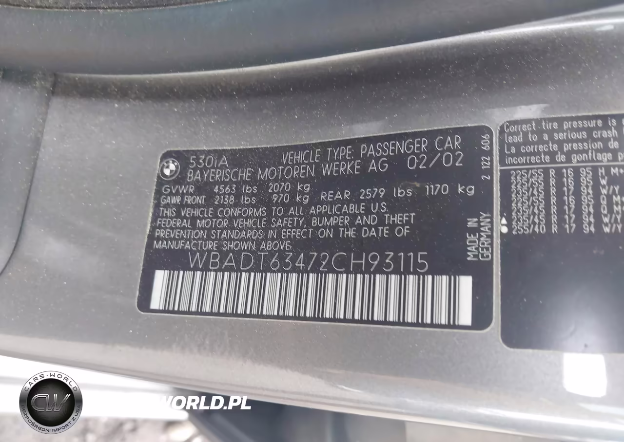 2002 BMW 5 Series 530Ia VIN:WBADT63472CH93115 - 9