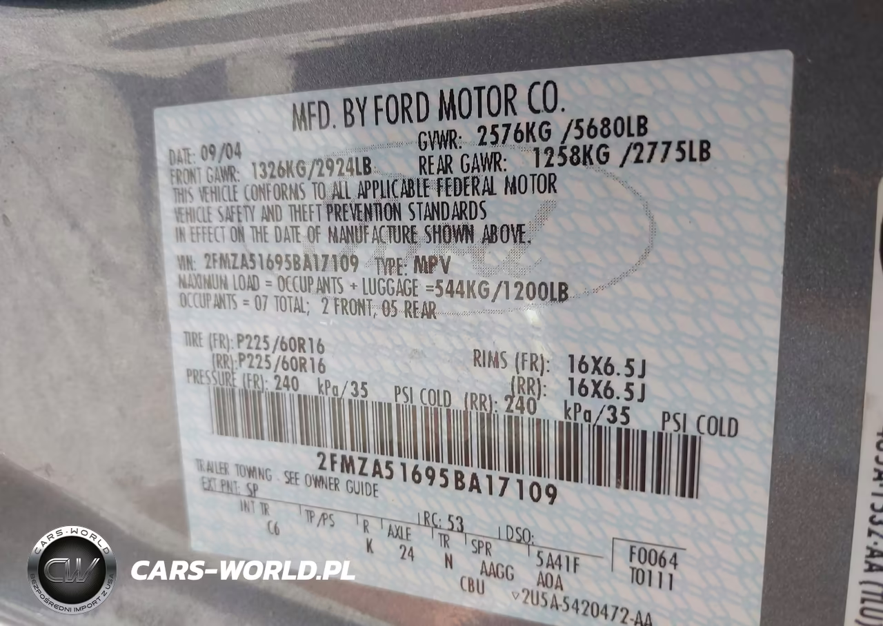 2005 Ford Freestar Se VIN:2FMZA51695BA17109 - 9