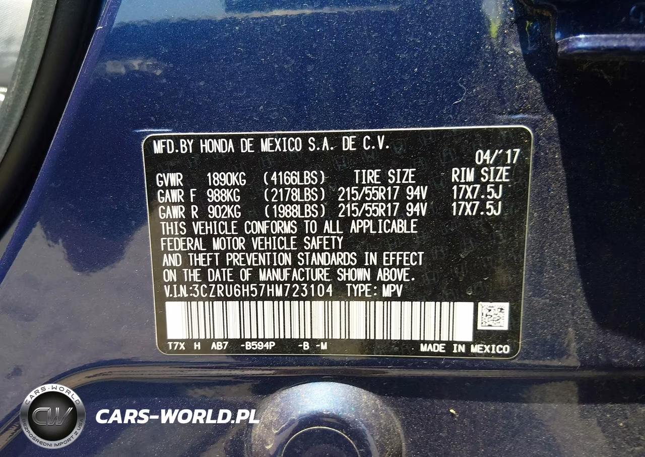 2017 Honda Hr-V Ex VIN:3CZRU6H57HM723104 - 9