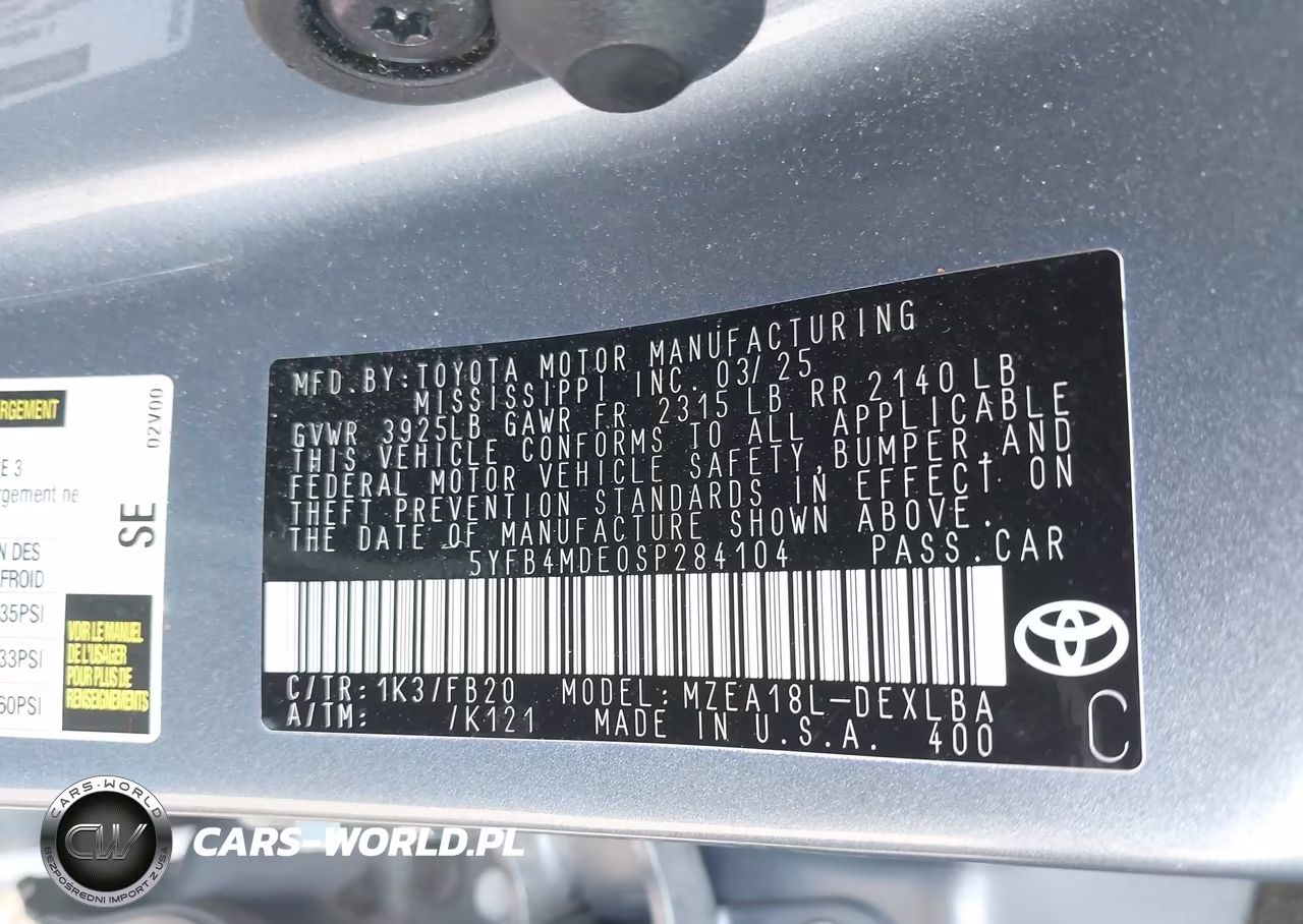 2025 Toyota Corolla Le VIN:5YFB4MDE0SP284104 - 9