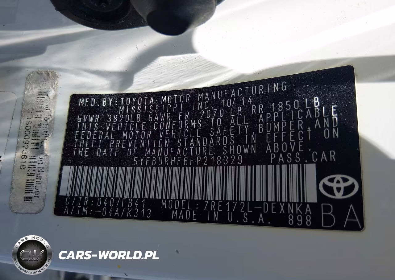 2015 Toyota Corolla Le VIN:5YFBURHE6FP218329 - 9