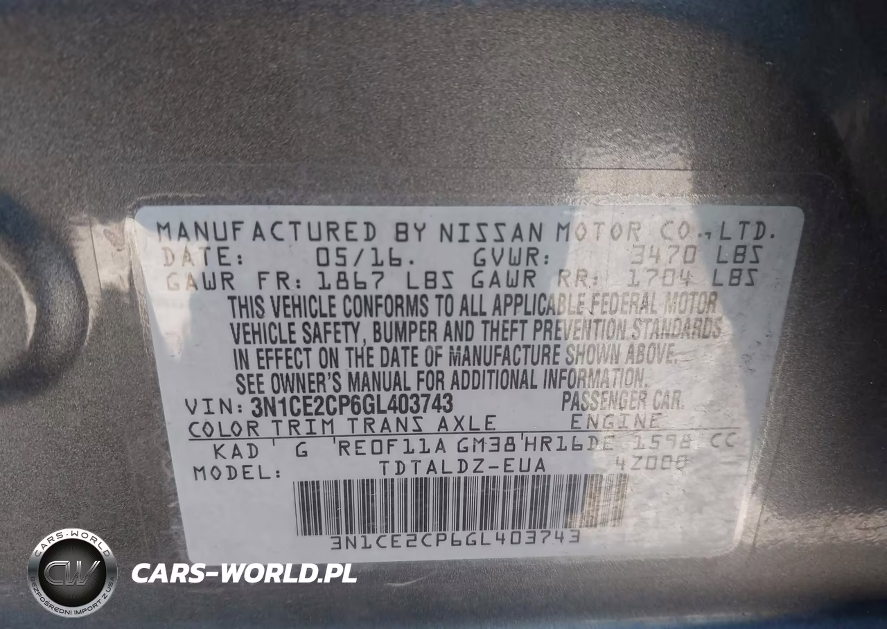 2016 Nissan Versa Note S (Sr)-S Plus-Sl-Sr-Sv VIN:3N1CE2CP6GL403743 - 9