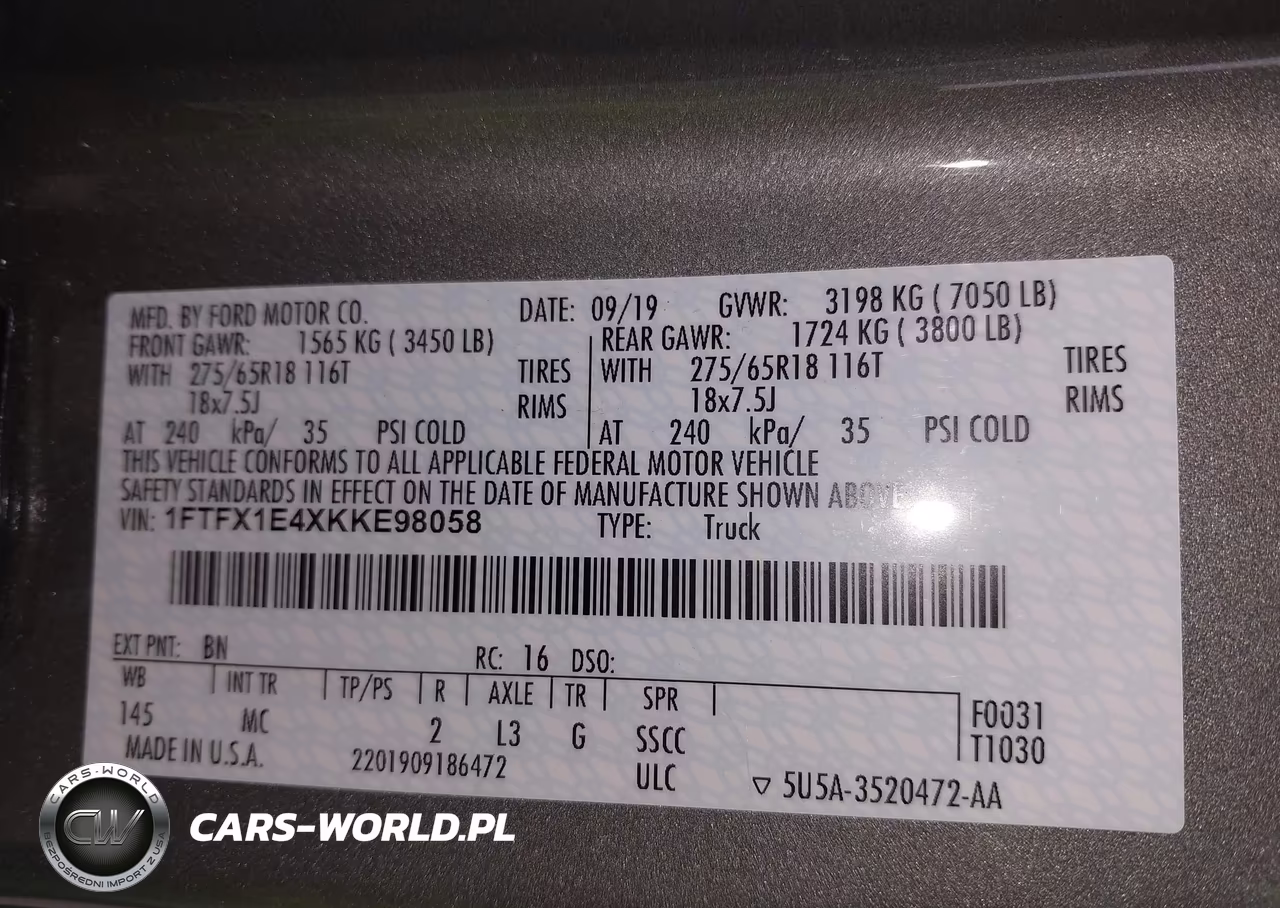 2019 Ford F-150 Xlt VIN:1FTFX1E4XKKE98058 - 9