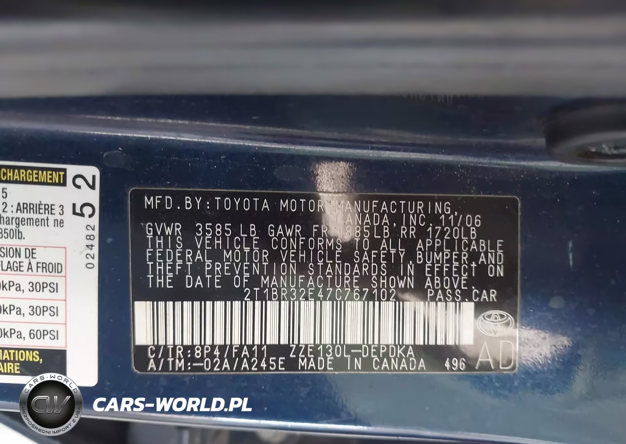 2007 Toyota Corolla Ce VIN:2T1BR32E47C767102 - 9