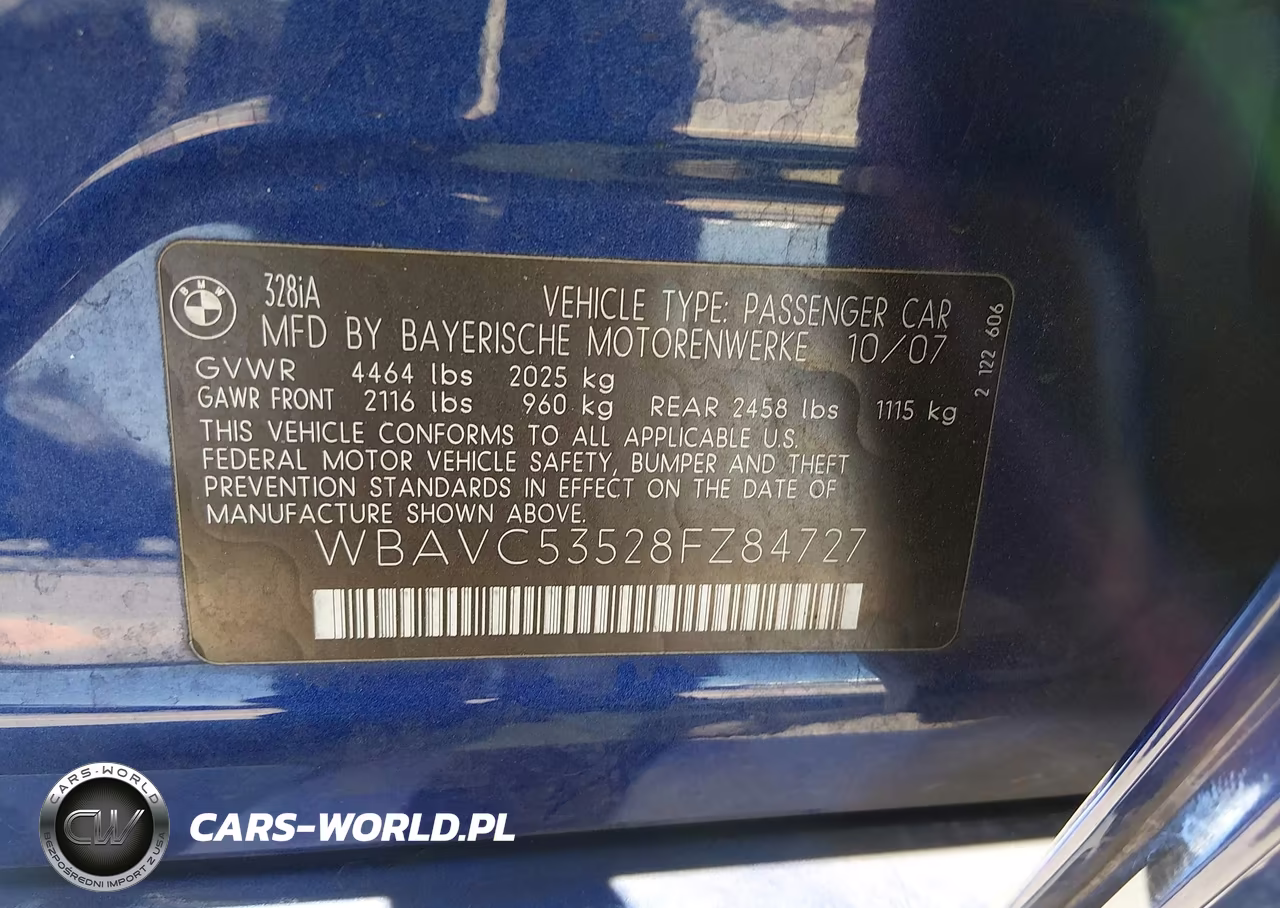 2008 BMW 328I VIN:WBAVC53528FZ84727 - 9
