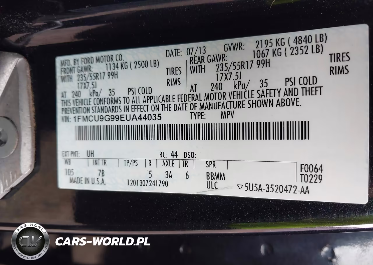 2014 Ford Escape Se VIN:1FMCU9G99EUA44035 - 9