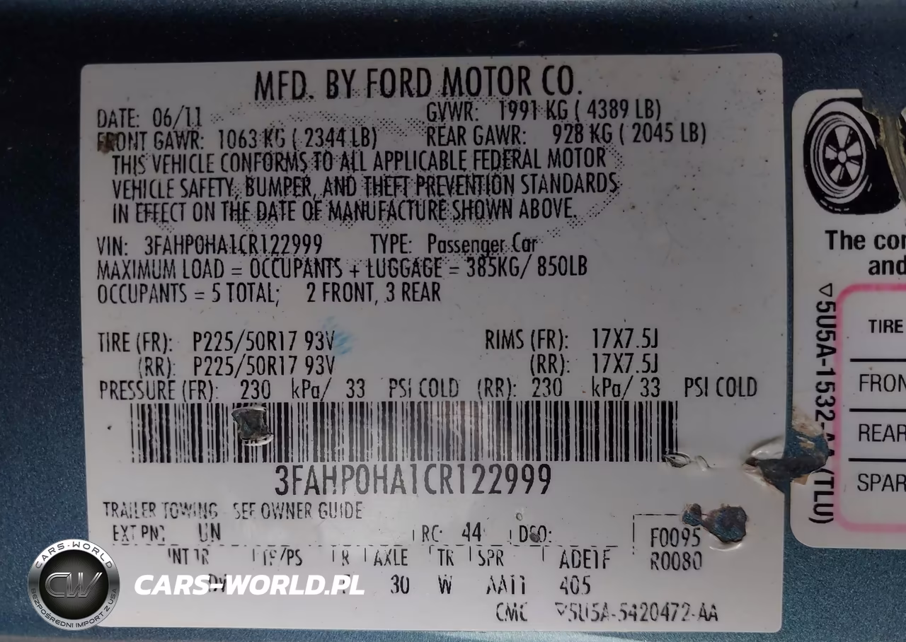 2012 Ford Fusion Se VIN:3FAHP0HA1CR122999 - 9