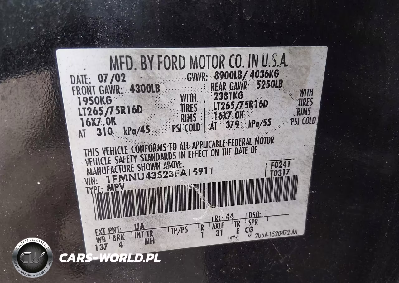 2003 Ford Excursion Limited VIN:1FMNU43S23EA15911 - 9